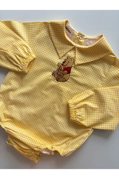 Handmade 100% Cotton Poplin Fabric Pooh Concept Baby Shirt