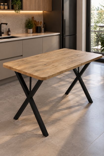 Modern Yemek Masası 4 Kişilik Mutfak Masası Oval Köşe 70x110