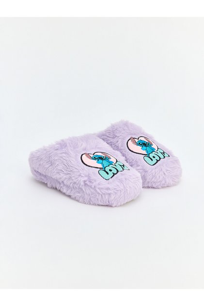 Papuc de casă din pluș, brodat cu Stitch, pentru fetițe