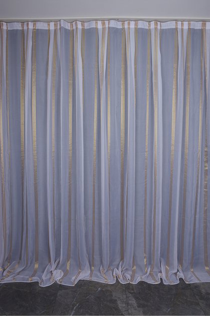 Tergal 1120 Model White Color Single Wing Ready-Made Pleated Background Curtain 300*260 cm