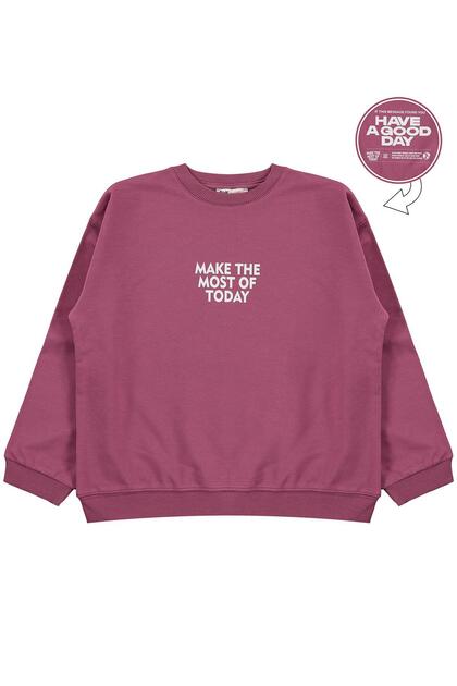 Make The Most Baskılı 10-13 Yaş Sweatshirt - Lila