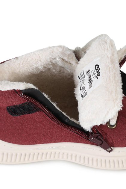 Boots with Fur and Zipper 32- Boots and Boots - Burgundy