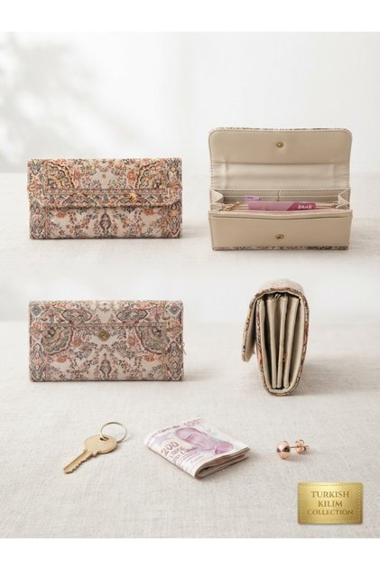 Otantik Kilim Desen Büyük Boy Cüzdan