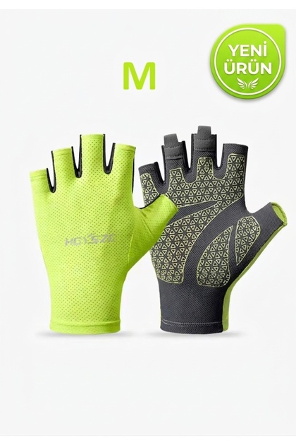 Premium Kalite Terletmeyen Yarım Parmak Pedsiz Yoga Fitness Bisiklet Outdoor Spor Eldiven - M