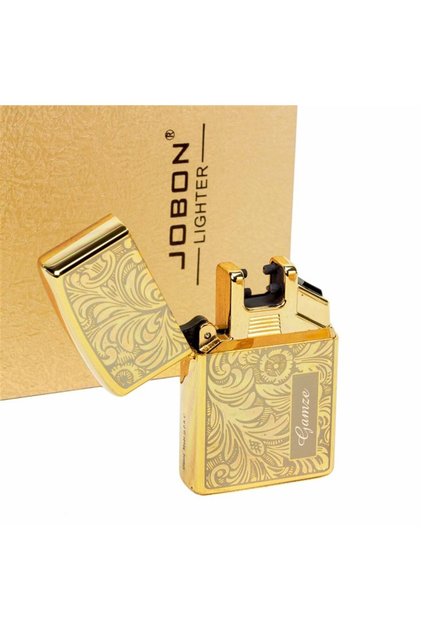 İsme Özel Metal Desenli Elektirkli Çakmak Usb Şarjlı Gold M2