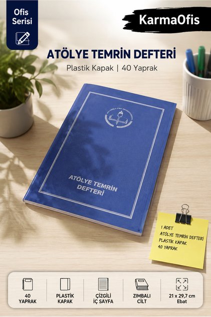Atölye Temrin Defteri Plastik Kapak 40 Yaprak Çizgili – 1 Adet