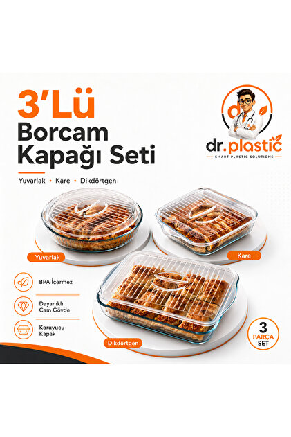 3’lü Borcam Kapak Seti Borcam Saklama Kabı Yuvarlak Kare Dikdörtgen