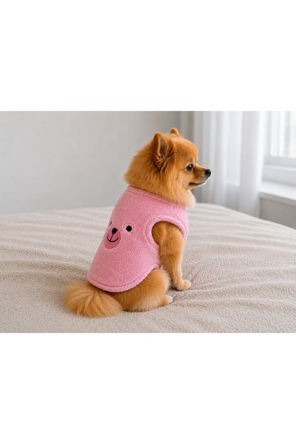 Welsoft Ayıcık Desenli Küçük Irk Köpek Montu – Sevimli Kışlık Köpek Kıyafeti