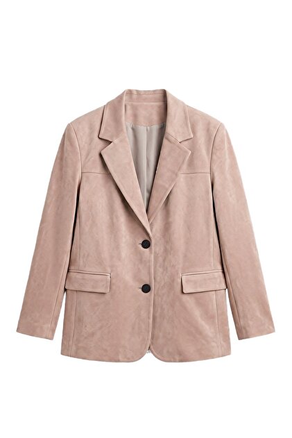 Light Beige Sienna Suede Blazer Jacket