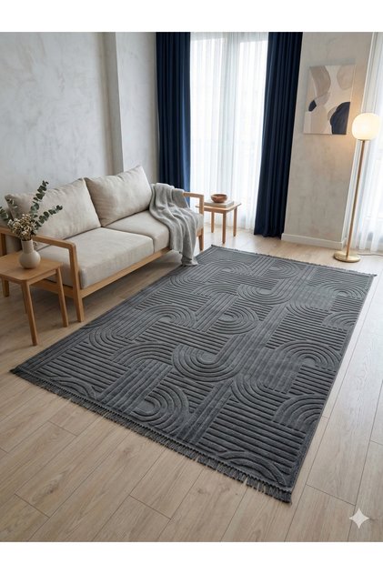Milano Serisi Kaymaz Tabanlı Bohem İskandinav Desenli Premium Salon Koridor Makine Halısı