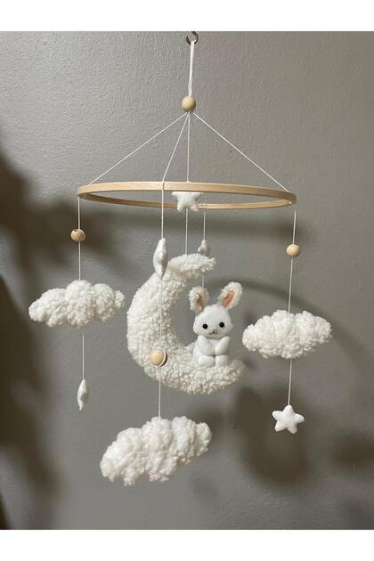Dönence (MÜZİKLİ) Bebek beşik süsü keçe dönence teddy tavşan