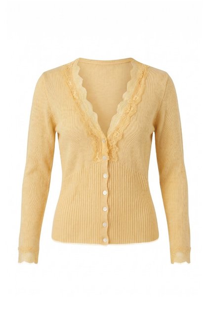 Yellow Buttoned Cardigan with Lace Detail