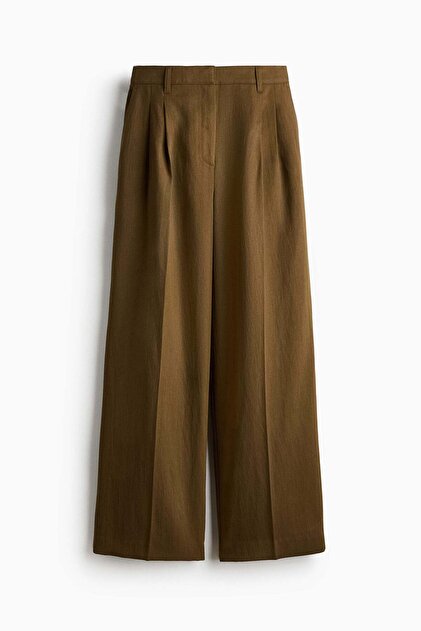 Linen-blend tailored trousers