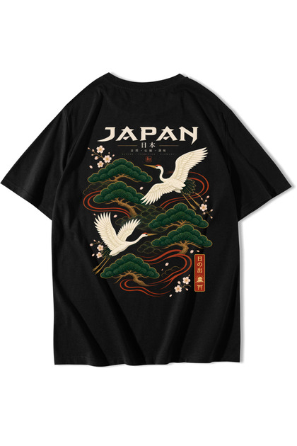 Unisex Oversize JAPAN T-shirt Siyah