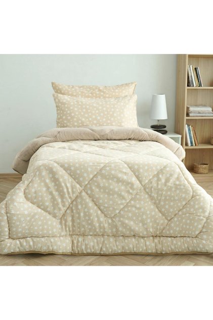 Single Double-Sided Star Patterned Wellsoft Quilt 155X215 + 1 Pillowcase