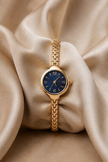 Women's Pinterest Model Gold Color Steel Strap Wristwatch