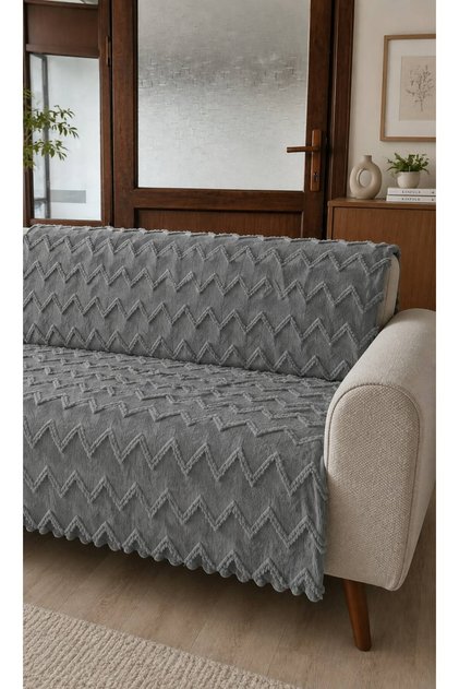 Premium Şönil Jakar Dokuma Sakallı Koltuk Örtüsü 175x215 cm - Kaymaz Yıkanabilir Lüks Çekyat örtüsü