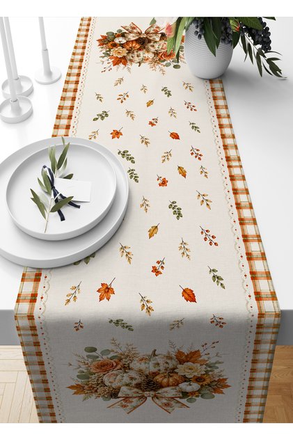 Sonbahar Serisi 140x40 Cm Dijital Baskılı Runner (Halloween Autumn)