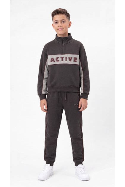 Active Printed Striped Boys' Tracksuit Set