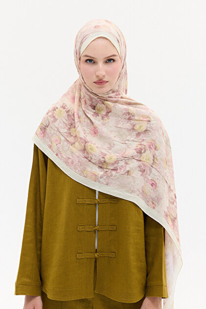 Vintage Floral Pattern Shawl - Pink Yellow