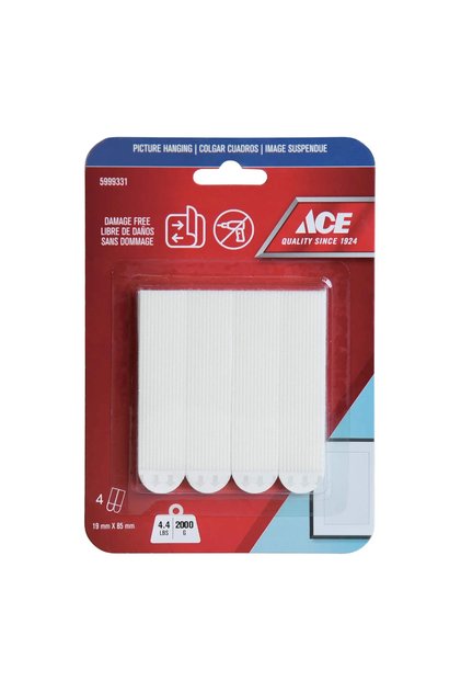 Adhesive Picture Hanging Strips (4 Pairs, 1.9 x 8.5 cm, White)