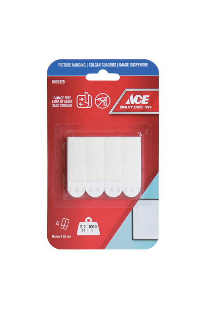 Adhesive Picture Hanging Strips (4 Pairs, 1.6 x 5.5 cm, White)