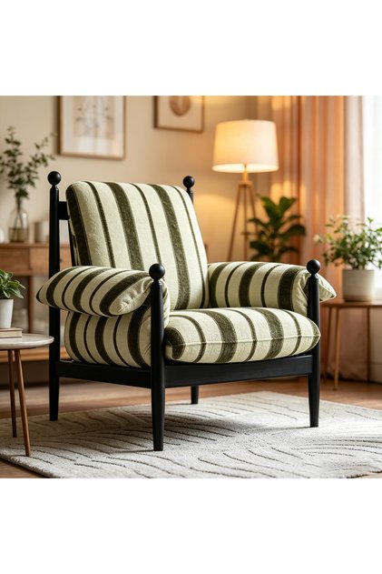 Modern casual armchair, a single-seater indoor sofa with cushions, featuring a carbon steel frame and plushly padded seat for relaxation. Ideal for bedrooms, home offices, and reading nooks.