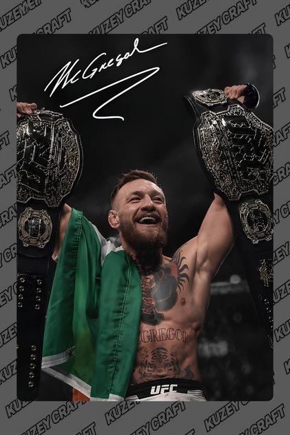 Conor Mcgregor Metal Poster Duvar Tablosu Özel Tasarım Hediye Parlak HD Baskı Premium Dekor