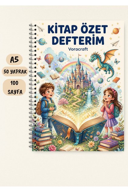 Children's Book Summary Notebook A5 50 Sheets 100 Pages Wire Spiral Kt00012
