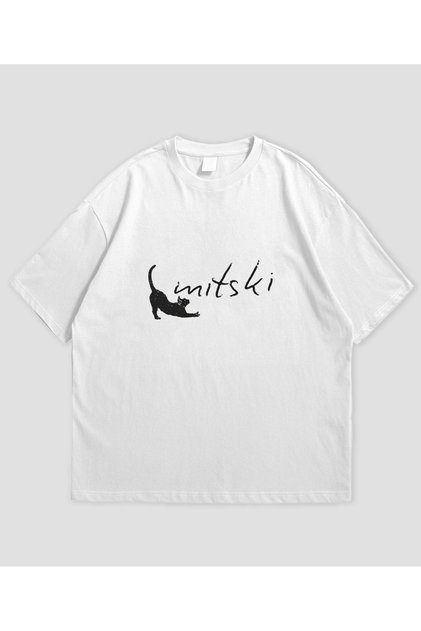 Mitski bela majica sa štampanjem, oversize, unisex, pamučna majica kratkih rukava