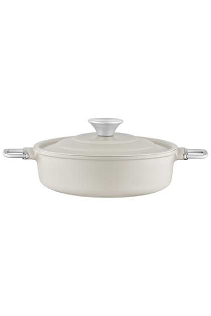 Vincenzo Cast Aluminum Short Pot - Gray/Beige - 28 cm
