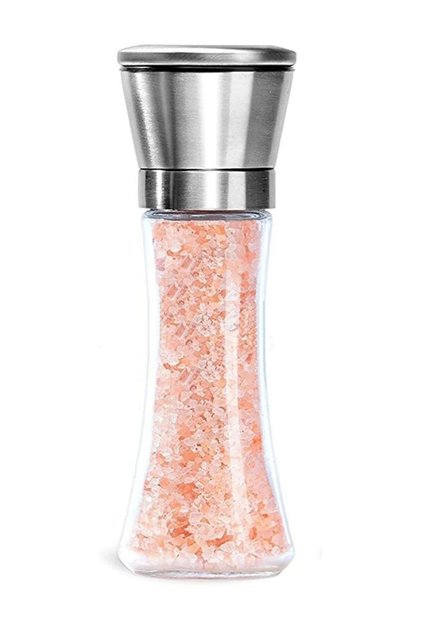 1 Piece Salt and Pepper Mill 19 cm – Glass Body with Chrome Cover Spice Grinder Set