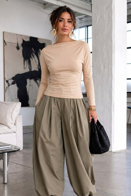 Women's Gabardine Cotton Casual Beige Blouse