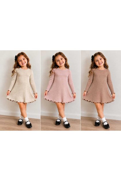 Girl's Simple, Stylish and Comfortable 3-Piece Dress 2-8 Years Old