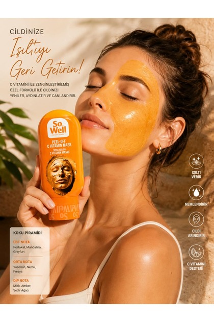 So Well Vitamin C Peel-Off Mask – Peel-Off Vitamin C Facial Mask – Purifying and Moisturizing Care