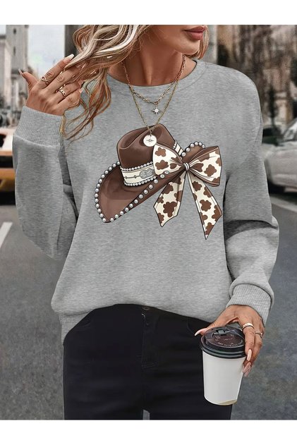 Women's Printed Crew Neck Comfortable Fit Sweatshirt