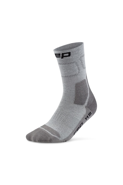 Κάλτσες συμπίεσης πεζοπορίας με ελαφριά ενίσχυση, μεσαίου ύψους, γυναικείες - γκρι/σκούρο γκρι