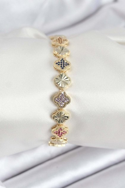 Brass Vip Series Clover Zircon Stone Women's Bracelet