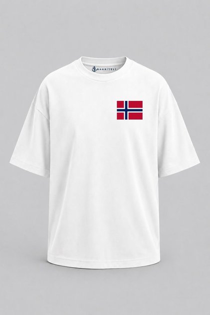 Oversize Norwegian Flag Pocket Printed Unisex T-Shirt