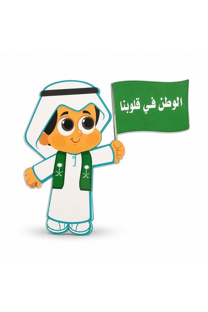 بطاقات تهنئة مقطوعة بالقالب لليوم الوطني السعودي – صبي بالزي السعودي الأبيض – الوطن في قلوبنا، عبوة من 12 قطعة، 9 × 10 سم