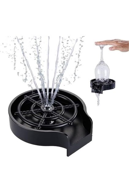 Glass Rinser for Kitchen Sink, 5-Hole Spray Automatic Cup Washer Press-Activated Rinse, Sink Mount Design, Multi-Directional Spray, For Cups and Wine Glasses, Stainless Steel Nozzle