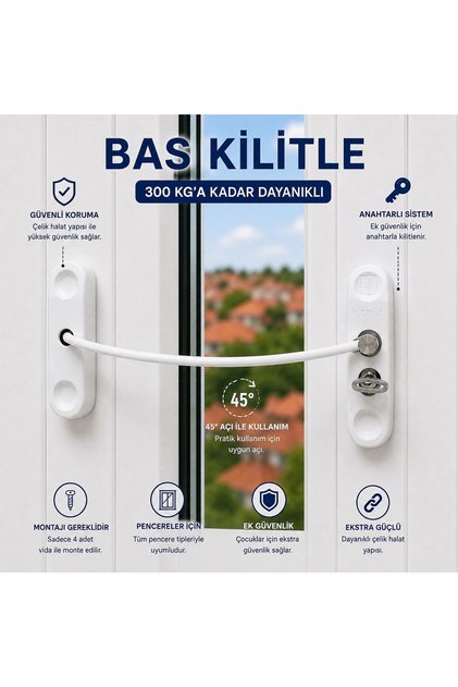 Steel Rope Switched Window Safety Lock Child Safety Lock White
