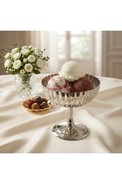 Luxury Stainless Steel Footed Ice Cream Bowl Candy Bowl and Dessert Server Gold or Chrome