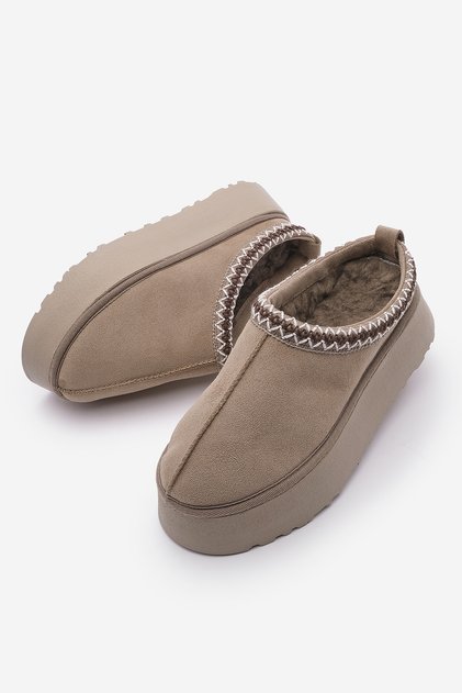 Women's Fur Lined Thick Sole Closed Front Daily Winter Slippers Furenta Light Mink Suede
