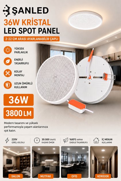Ack 36W YENİ NESİL AYARLANABİLİR SPOT 4000K 55-205 mm - Fiyatı