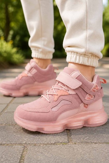 Girl's Sneakers Boots Pink Lace-Up Velcro Comfortable Casual Model