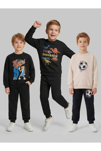 Cotton Boys' Tracksuit Set, Set of 3