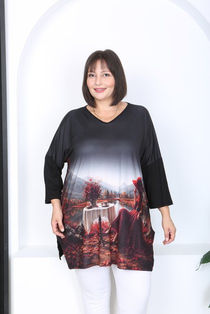 Women's Lycra Viscose V-Neck Plus Size Tunic