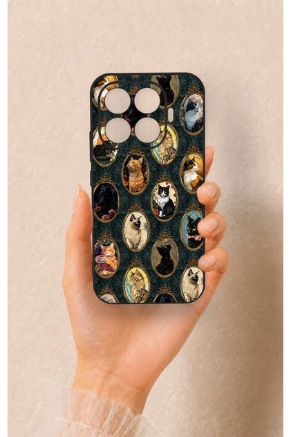 Mi 17t 5g Compatible Vintage Cat Portraits Patterned Silicone Case