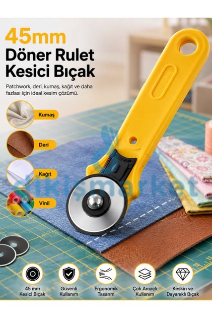 Deri Kağıt Kumaş Rulet Kesici 45mm
